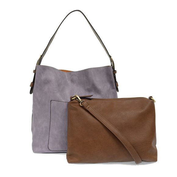 Faux Leather Hobo 2-In-1 Handbag :] - Picture 1 of 9